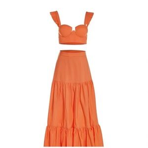 BNWT Orange alamour the label two piece set with maxi skirt and crop top.